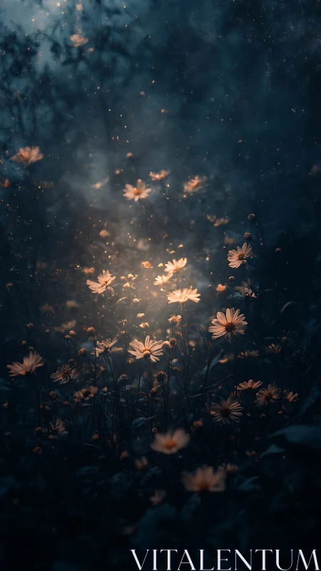 Luminous Petals Dance Through Twilight Veil.