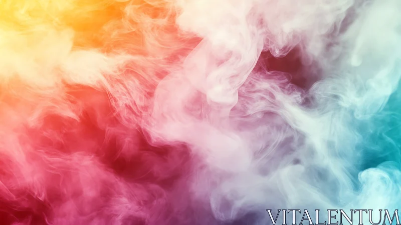 Colorful swirling smoke drifts through a soft abstract haze.