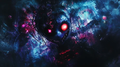 Glowing cosmic phantom drifting through electric nebulae.