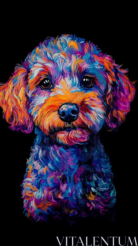Colorful pup portrait glowing with playful warmth and charm.