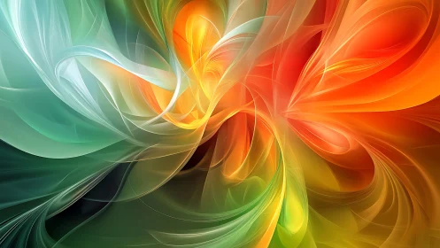 Dynamic abstract swirl in warm and cool color gradients.