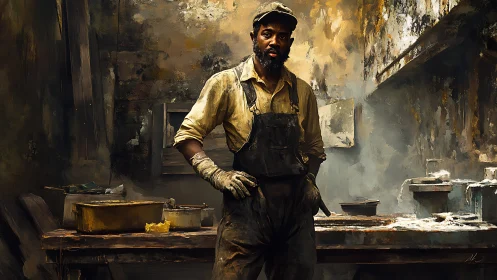 Stoic craftsman lets golden dust hang in the heavy air