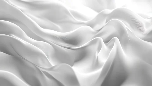 Soft White Fabric Waves in Minimalist Abstract Style.