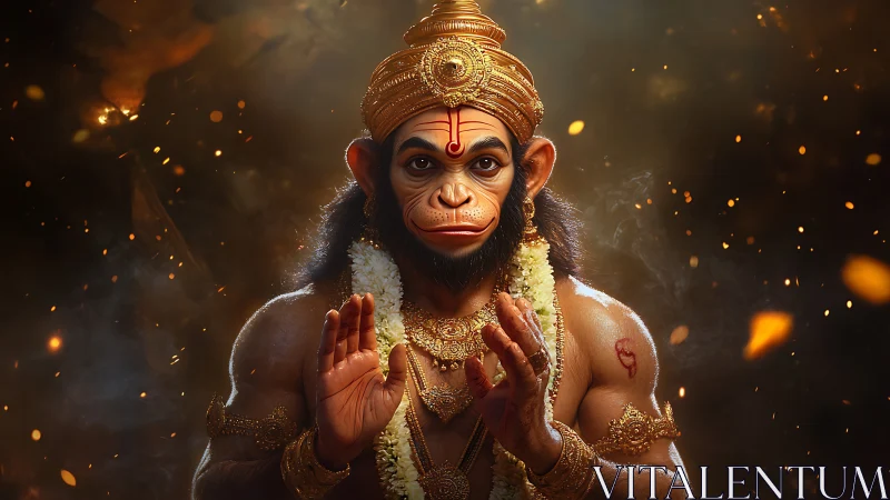 Digital rendering of anthropomorphic deity figure in gold attire.