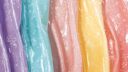 Parallel vertical bands show glossy pastel viscous materials