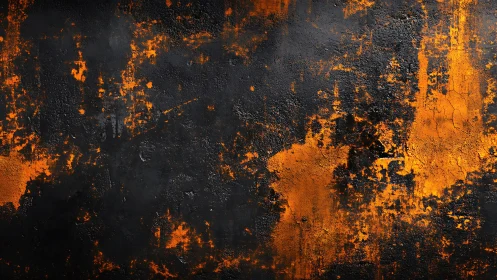 Grunge abstract texture with black and orange distressed paint effect.