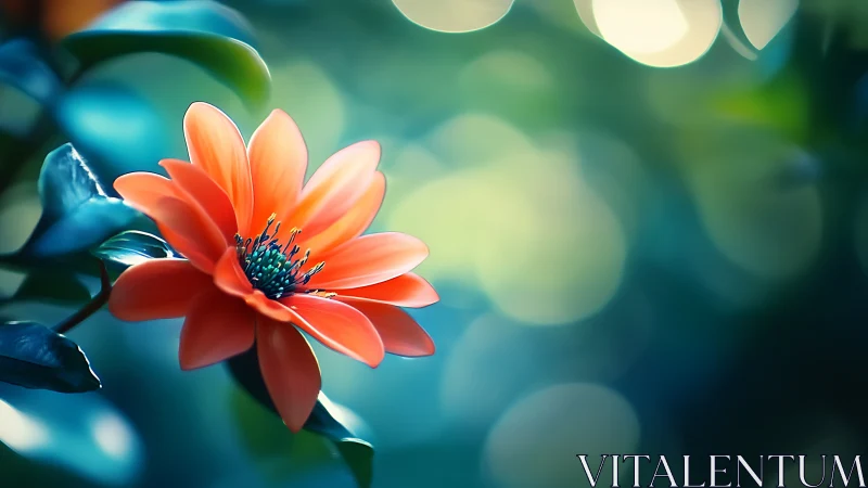Red Gerbera Daisy in Sharp Focus with Soft Bokeh.