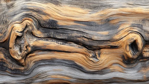 Weathered wood grain flows in abstract organic waves