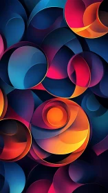 Colorful swirling orbits in a cozy abstract night sky.