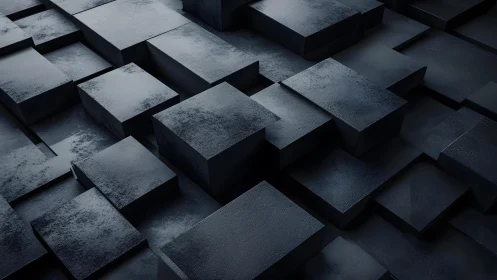 Dark extruded metal blocks in staggered geometric grid field