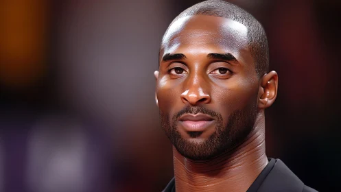 Focused portrait of a male athlete in sharp close-up.