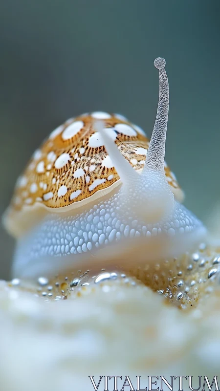 Macro study of spotted snail shell and translucent antennae.