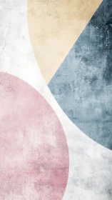 Textured pastel geometric sectors with distressed surface finish.