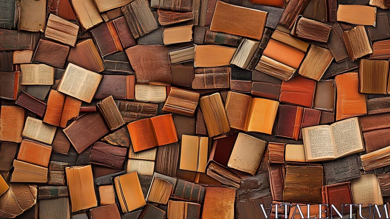 Vintage Books Patterned Art With Warm Brown Tones and Texture.