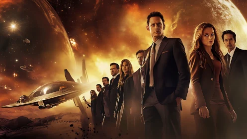 Corporate team confronts interstellar war above desert world