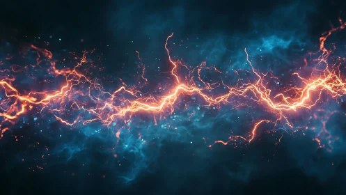 Volcanic lightning vein slicing through deep cosmic fog.