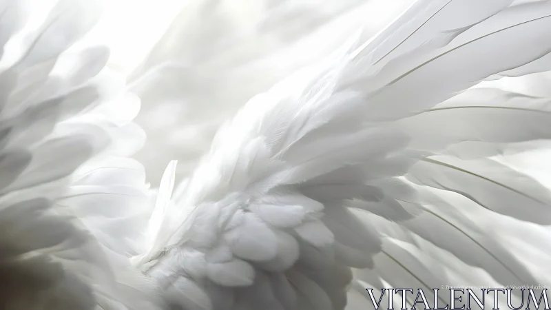 High-key macro study of overlapping white avian wing feathers