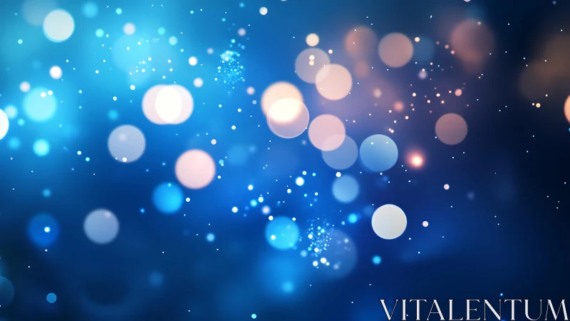 Abstract blue bokeh lights background with dreamy glowing effect.