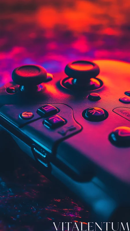 Neon Gaming Controller Bathed in Vibrant Thermal Light.