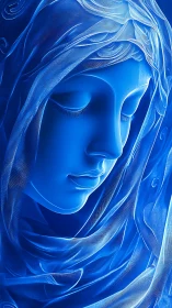 Monochromatic veiled face rendered with smooth volumetric shading