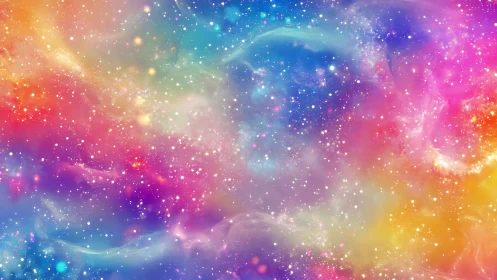Stardust rainbow nebula drifting through a dreamy cosmos.