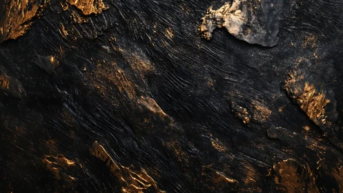 Golden highlights flowing across deep textured black.