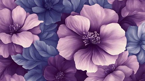 Painted Petals in Purple and Blue Harmony.