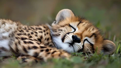 Sleeping cheetah cub rendered in high-resolution wildlife closeup