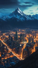Nocturnal alpine megacity uses warm-cool contrast and axial lighting