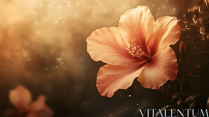 Luminous Hibiscus in Golden Hour: Painterly Botanical Study.