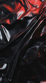 Black reflective surface with red highlights and creased texture.