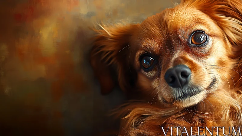Close-up digital rendering of small long-haired brown dog.