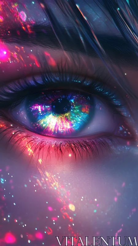 Iris renders as refractive nebula with high saturation chromatic bloom