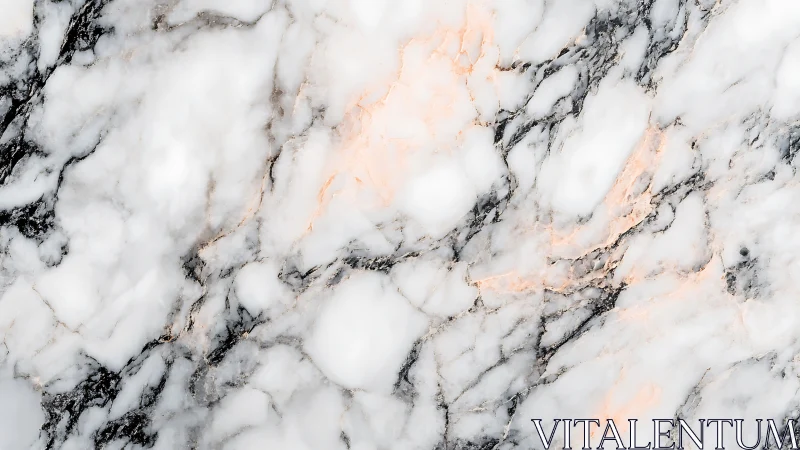 Soft marble texture glows with gentle peach and gray veins