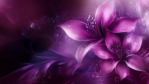 Luminescent Floral Abstraction in Magenta: Digital Rendering.