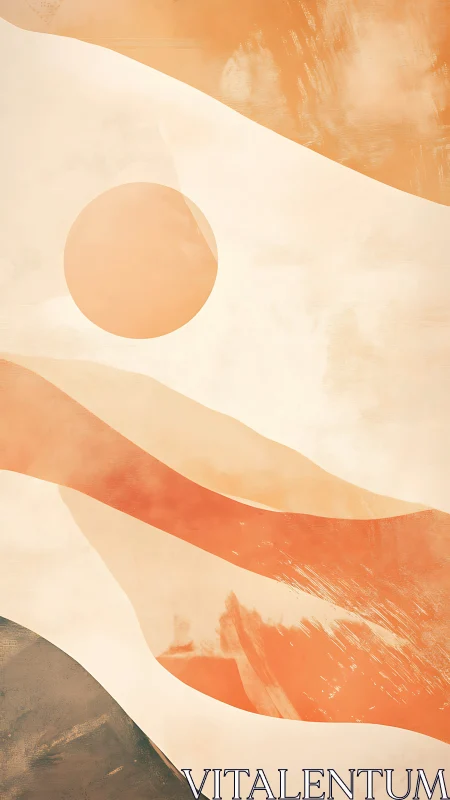 Solar-gradient minimal landscape with stratified wave bands.