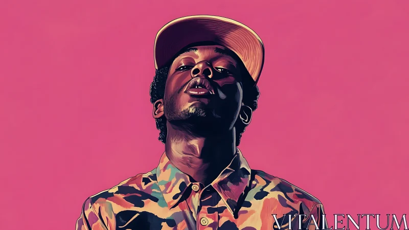 Bold streetlight swagger in candy-pink pop portraiture.