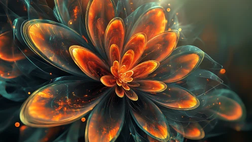 Digital fractal flower structure displays layered luminous petals