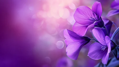 Violet Petals Dance: Purple Blooms in Luminous Haze.