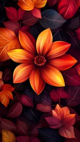 Digital Floral Composition with Stratified Warmth Palette.