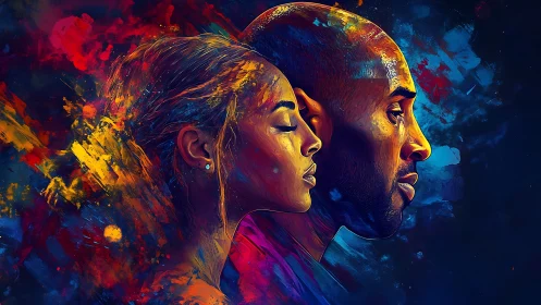 Color-swept double portrait glows with quiet shared strength