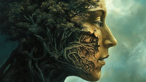 Human-tree hybrid profile merging roots and branches.