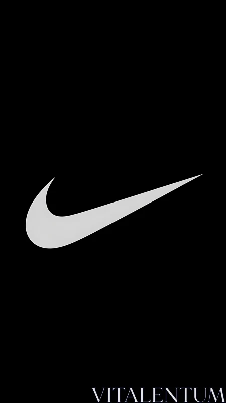 Monochrome swoosh emblem rendered in high-contrast minimalism