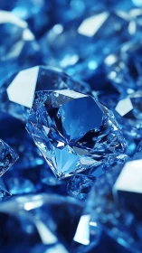 Blue-cut gemstones reflect sharp light across faceted surfaces