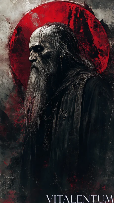 Blood-red halo crowns the battle-scarred elder warlock