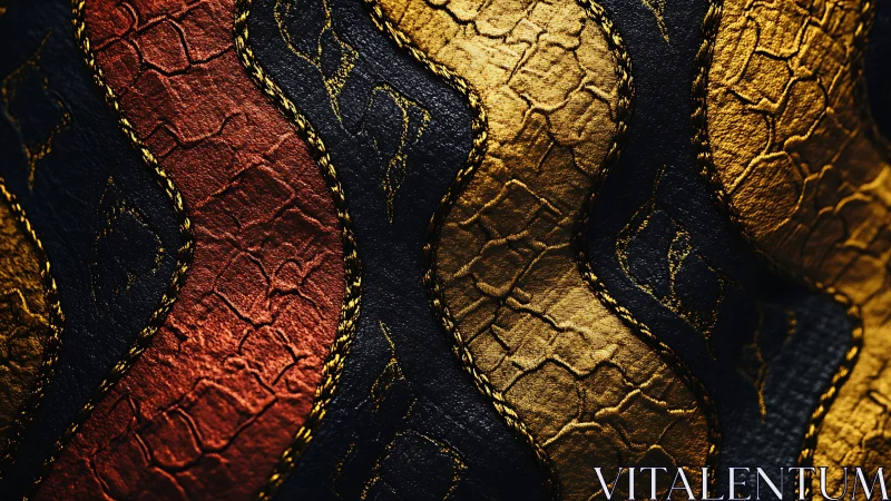 Warm ripples of gold and copper textured fabric detail.