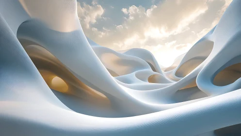 Soft sculpted dunes of light in a dreamy abstract skyland.