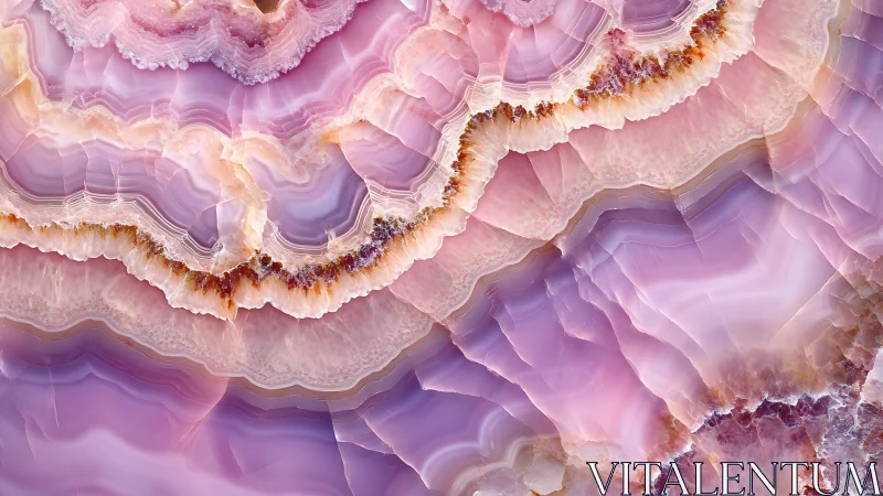 Layered rose agate macro reveals banded silica crystallization