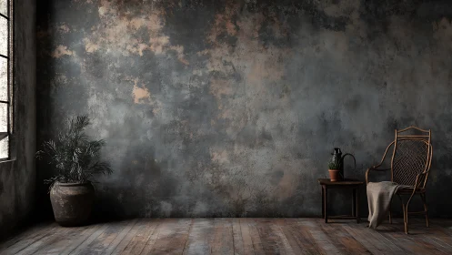 Cozy rustic corner with weathered walls and quiet charm.