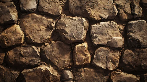 Rugged stone wall texture catches warm, directional light softly